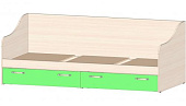 Кровать Буратино с ящиками (Дуб молочный/Зеленый)